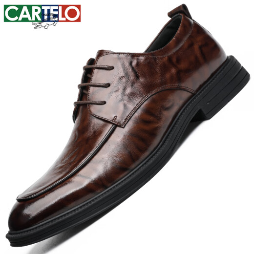 Cartelo British Hand-Hand Head Saper Cow Whide Hombres Menores Empresas zapatos de cuero casual de cuero para hombres Zapatos de boda de tintorización de color 9735 marrón 38