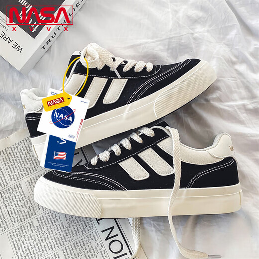 NASA XVVX Offizielle gemeinsame Schuhe Herren INS Trendy Vielseitige Student Low Top Canvas Schuhe Herren Sportschuhe Herbstschuhe schwarz 40
