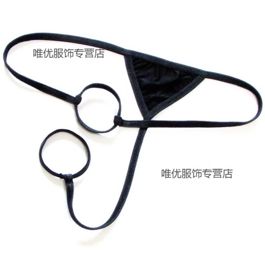 Men's thong gay masculine T-pants with thin straps elastic ice silk tight transparent ultra-low waist underwear black one size