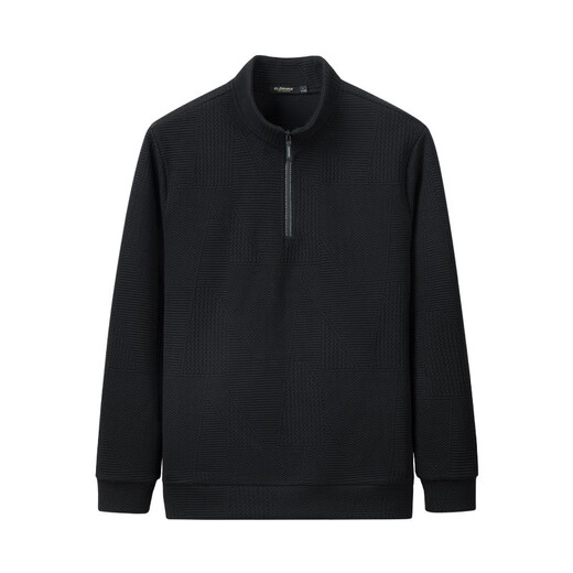 Qian Zhihe (Q ZHIHE) Qian Zhihe men's pullover Henry collar sweatshirt men's autumn new fashion casual knitted bottoming shirt 15658 01C black (zipper) M
