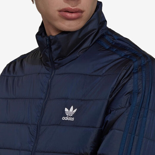 阿迪达斯 （adidas）三叶草棉服男装冬季薄款保暖棉衣立领防风运动服休闲外套 HL9215 2XL