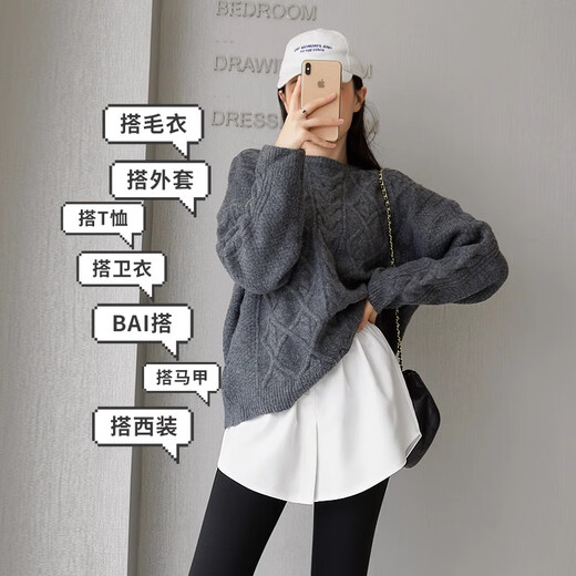 QBILY small butt curtain, hip-covering skirt with bottom curtain decoration, fake two-piece shark pants stacked with hem skirt, white buttons, single piece (80-130Jin Jin is equal to 0.5kg)