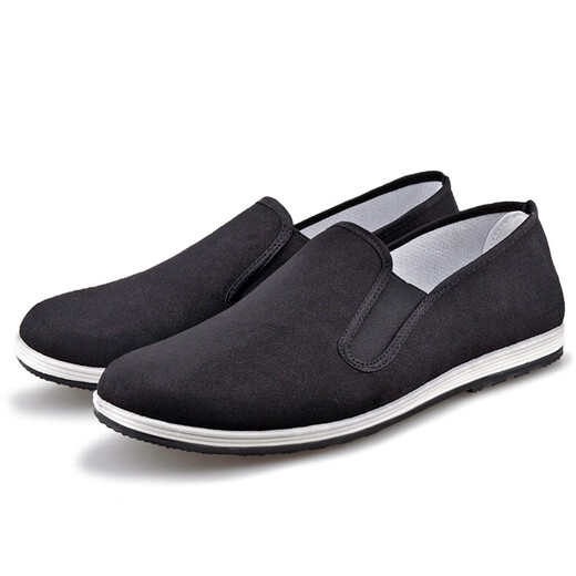 Mengxi Old Beijing Cloth Shoes Men's Shoes Mille Layer Black Work Shoes Labor Insurance Shoes Middle-aged and Old Men's Casual Traditional Cloth Shoes Phase Towel Full Rubber Sole 42