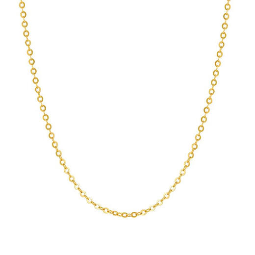 Saturday blessing 18K gold necklace women's O-shaped chain plain chain clavicle chain birthday gift yellow 18K about 0.8g-41+5cm