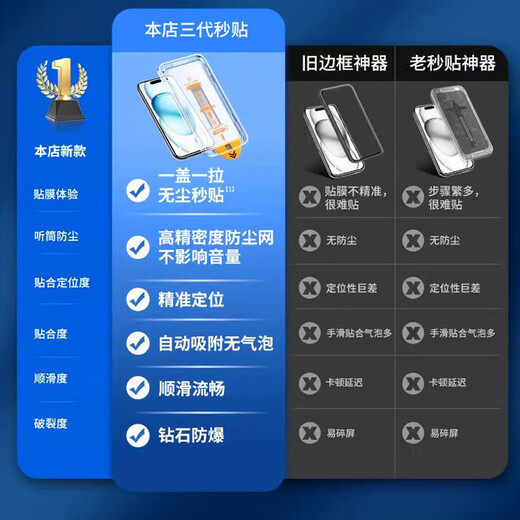 挚卫士【防窥秒贴膜】适用苹果14pro钢化膜iPhone14pro手机膜 高清防窥听筒防尘保护抗指纹全屏砖石玻璃