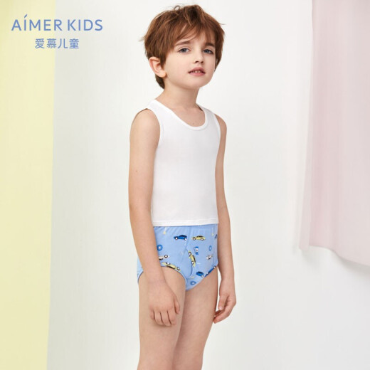 Admiration children's underwear boys' mid-waist briefs 2-pack boys' modal briefs double bag blue bottom car print AK2225741160