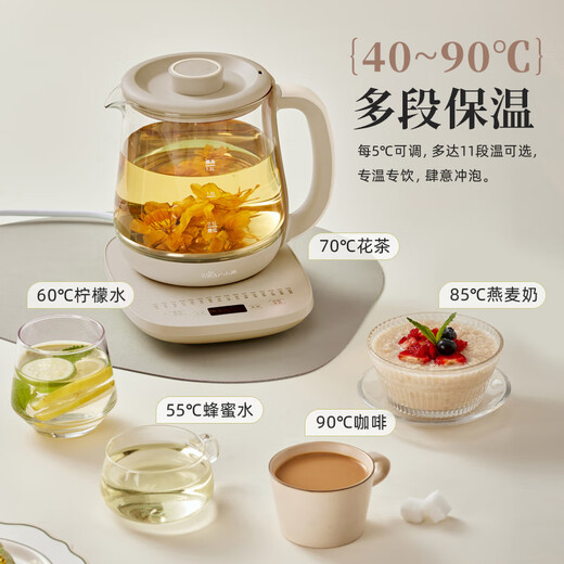 Bear Health Pot Tea Maker Kettle Tea Kettle 316L Stainless Steel Multi-stage Insulation Mini Glass Flower Teapot Smart Electric Kettle 1.5L YSH-E15M3