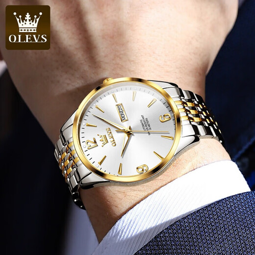 
Top 10 OLEVS Brands Swiss Certified Watch Men's Mechanical Watch Fully Automatic Double Calendar Luminous Waterproof Business Men's Watch Olevs9928 Men-Steel Belt White Free Engraving