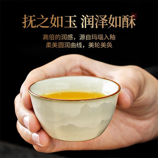 Qixuanyuan Ru Kiln Kung Fu Tea Set Household Ceramic Teapot Tea Cup Opening Piece Can Keep Office High-end Tea Set Complete Set