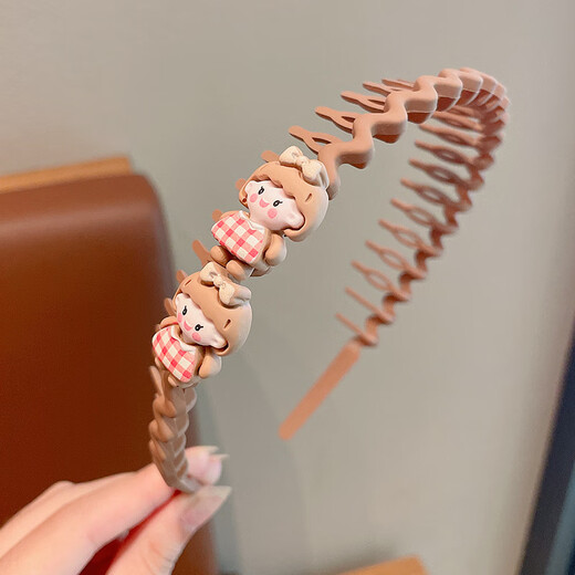 BARY REEF children's brown hairband girls with teeth non-slip girls 2024 new style headset hair card headband baby headband women's dark coffee rabbit ears