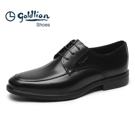 Goldlion Men's Shoes 2025 Autumn New Light Sole Business Formal Lace Up Soft Leather Soft Sole Genuine Leather Casual Men's Leather Shoes for Men Black G596410070 41