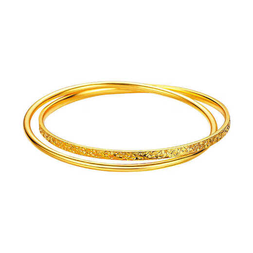 DL 1998 Fat Donglai same style 18K gold crushed ice bracelet k dragon scale double ring female gold bracelet bouncy bracelet for girls double ring bracelet 58 (suitable for 95-115 Jin Jin is equal to 0.5 kg)