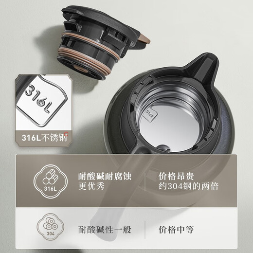 
Supor Thermal Pot 316 Stainless Steel Teapot Household Thermos Bottle Large Capacity Braised Teapot Thermosed Kettle Stuffed Warm Water Kettle Danquan Blue [Tea Warehouse Need to be purchased separately] 1L