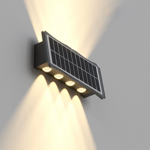 Yuanfang Solar Lighting Wall Washing Light Control Induction Outdoor Lighting Garden Landscape Wall Lamp Waterproof Projector Spotlight Double-sided Eight Beams