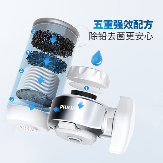 Philips Philips (Philips) Purificateur d'eau robinet purificateur d'eau domestique Filtre d'eau de cuisine Purificateur d'eau 3878 White AWP3878
