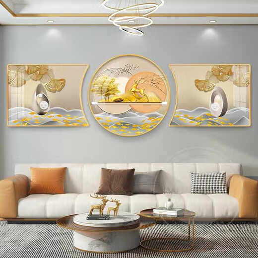 Wohnzimmer Dekoration Gemälde hängen Gemälde Sofa Hintergrund Wanddekoration Gemälde Triptychische Gemälde Moderne einfache Atmosphäre Kombination Hängende Gemälde Jd15833 Segen und Wohlstand 90*70/90*90/90*70