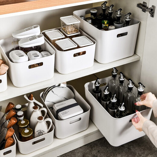 Fuxin desktop storage box snack storage basket kitchen organizer book toy storage box cosmetic storage box box simple white [size larger]