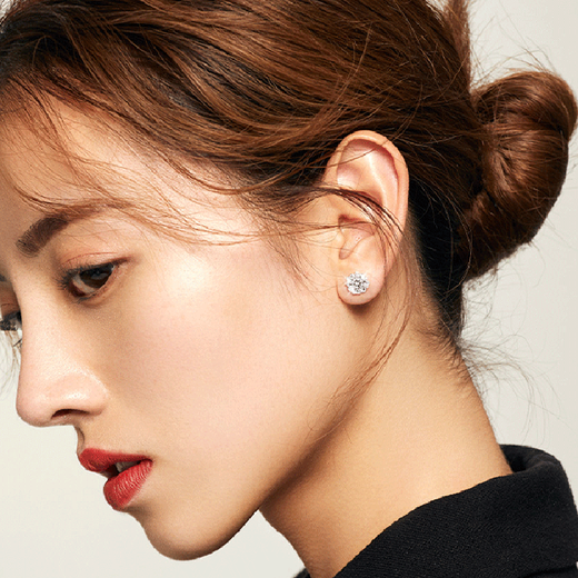 Luo Ximan earrings for women, diamond-encrusted high-end earrings, birthday gift for girlfriend and wife, certificate, luxury gift box + one-carat moissanite earrings