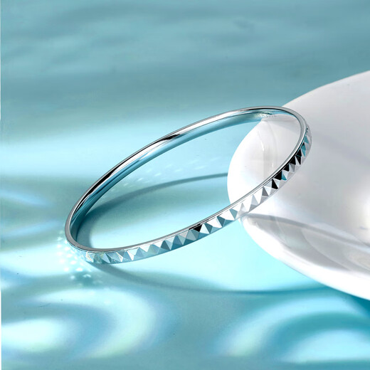 Yuan Shengfu's new PT950 high-quality solid fixed mouth diamond-shaped platinum bracelet, women's platinum bracelet, 21.33 grams, ring 57mm