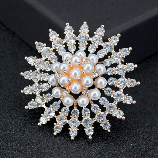 
OIDSG pearl brooch women's simple and fashionable round corsage clothes fixed pin exquisite accessories birthday gift golden 3523 box