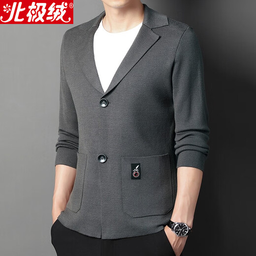Arctic Velvet Strick -Strickjacke Herrenjacke mit Wollpulloveranzügen und Tragen von Herrenkleidung dünne Frühlings- und Herbst -Herren -Oberteile und -Fäden Kamelfarbe L/170