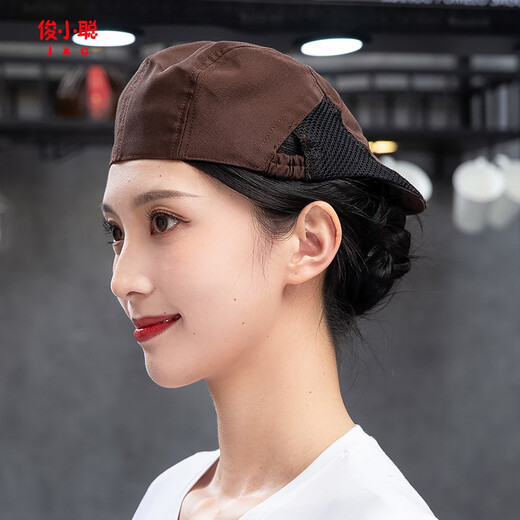 Jun Xiaocong catering chef beret men and women custom milk tea cake shop waiter kitchen elastic hat canvas beret black net three buckles one size