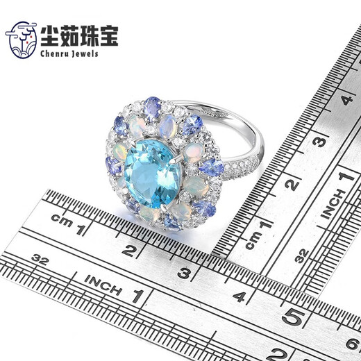 Chenru 4.60 Carat Topaz Ring Women's Natural Colored Jewelry Gemstone 925 Silver Inlaid Jewelry No. 13