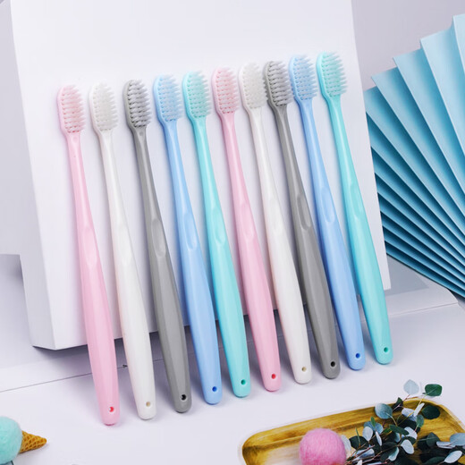 Langlijiejing exquisite soft color adult soft bristle toothbrush soft brush filament cleaning oral cavity slender brush rod family pack 10 pieces