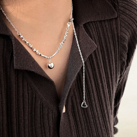 Yinruitai s925 sterling silver Korean version light luxury broken silver tassel bead necklace women's fashion versatile spring and summer zipper new xl1127 925 silver
