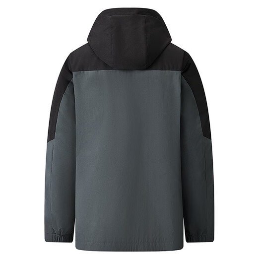 Dances with Wolves Silver Fox Velvet Lined Jacket Men's Autumn and Winter Three-Proof Outdoor Warm Men's Jacket Gray Green XL