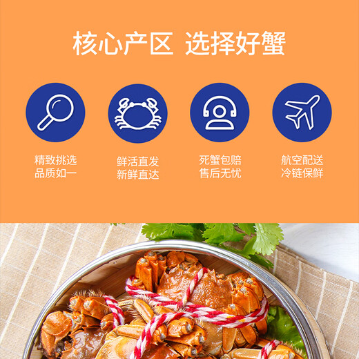 
[Gift coupon] Hufengyang Chenghu Hairy Crab Card Festival Gift Fresh Gift Box Collection Gift Card Type 698 (Male 3.0 liang, Female 2.5 liang, 4 pairs, 8 pieces)
