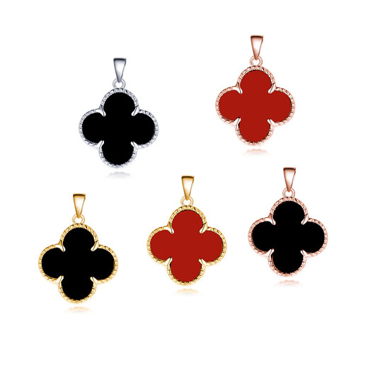 Fei Sheng Ji Fat Dong Lai same style 18k gold pendant without chain simple silver plated 18k rose gold necklace silver necklace pendant gold ornaments rose gold/black agate pendant (without chain)
