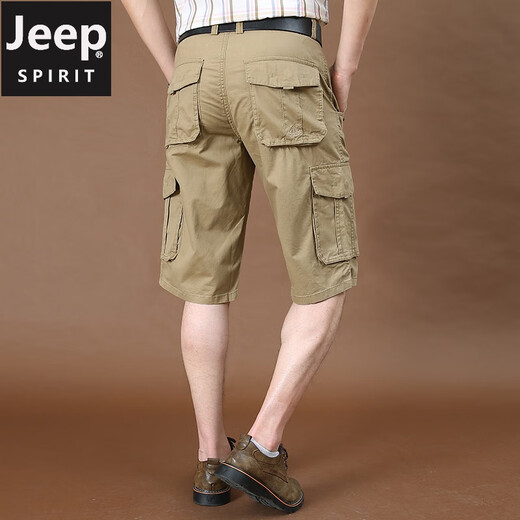 Jeep (Jeep) Trabajo Shorts Summer de algodón fino de algodón puro para hombres Pantalones de cinco puntos de gran tamaño HOMBRE MEDIO MEDIO SOLO MULTIO Multi-shorts 9889 Black and Blue 36 Dos pies ocho