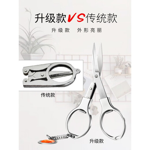 GUIG德国折叠小剪刀便捷式不锈钢大吉随身便携迷你钓鱼家用号线头旅行 (旅行剪圆头+尖头)