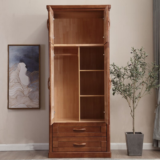 Armoire pour enfants en bois massif petit appartement de style chinois moderne 2 portes à double ouvre chambre à coucher de rangement de rangement 6623 # blanc plus bleu 2 porte x assemblage