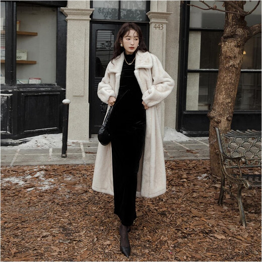 Abrigo de piel de visón para mujer de la marca Tafu invierno 2025 nuevo abrigo de visón entero de terciopelo importado delgado blanco nieve-110 longitud 160/84A(M) recomendado 44-65 kg