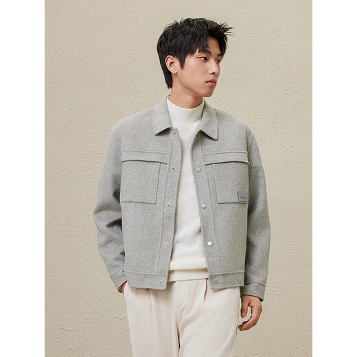 GXG Men's Vêtements, simple veste courte à double face en laine lâche à double face pour le style nouveau hiver de 23 ans, couleur de fond gris m