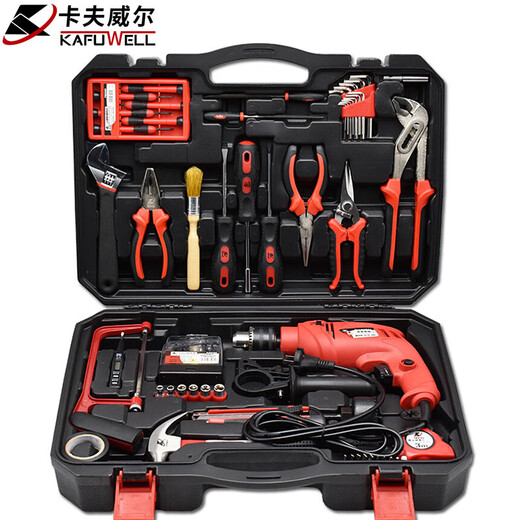 Kraftwell 500W electric drill tool box set, impact drill, home repair tools, 94-piece set P1044A