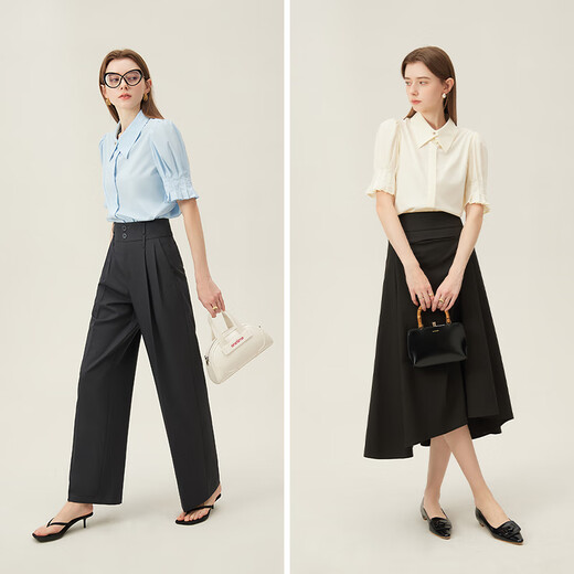 
Fan Silann's workplace outfit commuting French shirt for women's niche design puff sleeve top 24FS12186 apricot XS