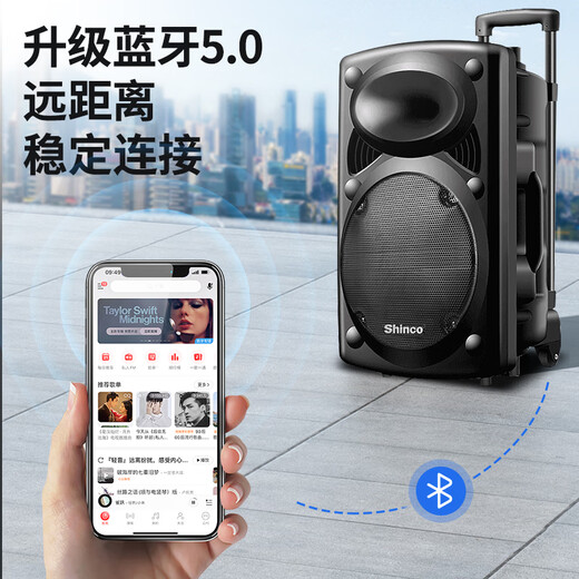 Xinke Square Dance Audio High Power Subwoofer Mobile Outdoor Karaoke Bluetooth Trolley Microphone 12-inch Speaker Amplifier Wireless Microphone Stall Speaker 12-inch Subwoofer Remote Control + No Microphone