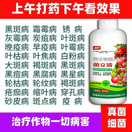 New pathogen clearing microbial agent fungicide fungus bacterial virus disease early and late blight downy mildew powdery mildew bacterium clearing bacteria fungus virus general killing formula imported from the UK concentrated 1000 grams 1 bottle