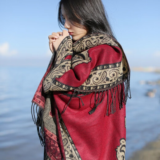 Salle climatisée climatisée de style national Xinfeile Style pour femmes épaissis écharpe tibétan Travel Cape Style Châle