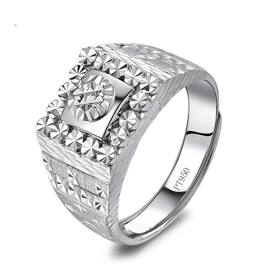 Xifuzan Jewelry PT950 platinum square imitation diamond ring, fashionable and elegant for men and women, adjustable mouth, 9.36 grams