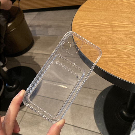 韵宁 适用苹果11硅胶套可插卡iphone12手机壳透明卡包苹果16promax简约保护壳 透明卡包 iPhone 12