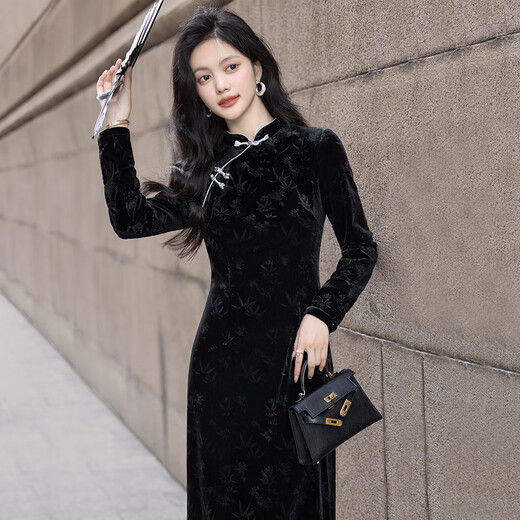 
Sibaishe New Chinese Dress 2025 Autumn New Women's Clothing Chinese Style Band Embossed Cheongsam