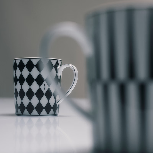 PRADA/Prada Gift Ceramic Mug - Checkerboard White / Black
