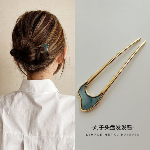 Octagonal rose national style U-shaped hairpin hair fork metal short hairpin short style hairpin retro all-match plug alloy hair fork two-tooth wave Molan