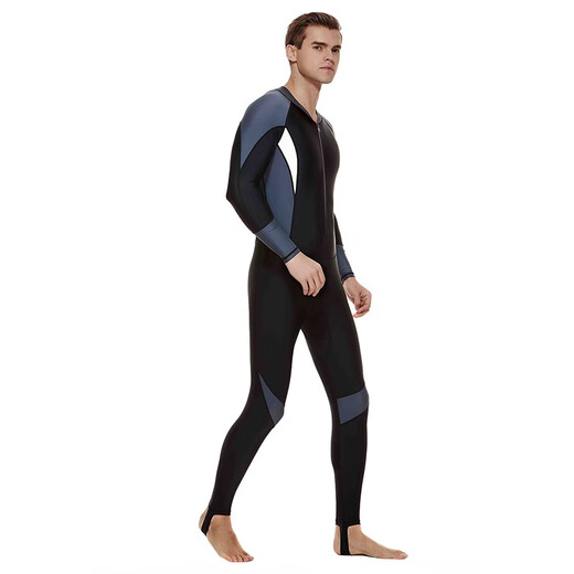 Miaopule Shark Bart Men's Thin Material One-piece Swimsuit Jellyfish Suit Wet Suit Men's Snorkeling Equipment Surf Suit 1330 Blue with Black and White L One Size