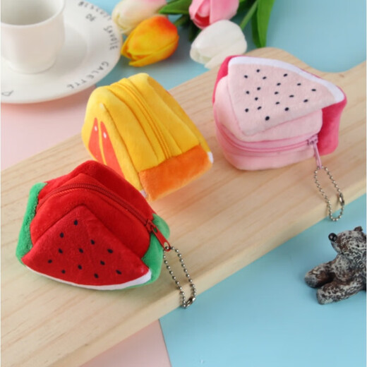 
Creative mini cute 3-horn plush fruit coin wallet for girls and children's students key coin bag Dragon fruit