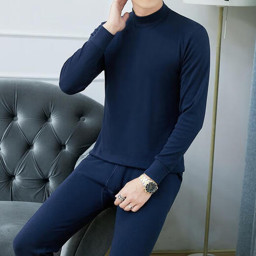 Modal Cotton Thermal Underwear Men's Thin Slim Autumn Clothes and Autumn Pants Set Middle-aged Uncle Autumn and Winter Shirts and Underpants Pure Cotton Bottoming Shirt Slim and Comfortable Solid Color Versatile Skin Friendly and Breathable Round Neck Light Gray XL
